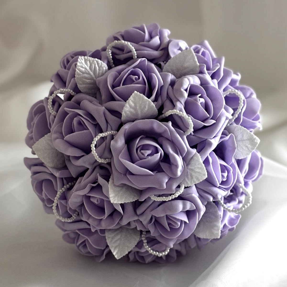Artificial Bridal Bouquet, Lilac & Lemon Wedding Flowers – Topknot Tiaras &  Veils