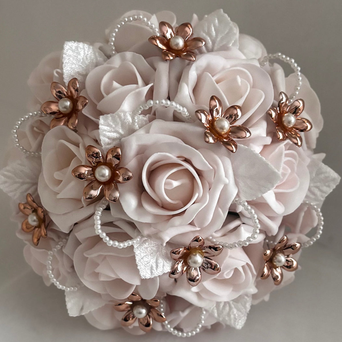 Artificial Wedding Bouquet Blush Pink and Rose Gold, Bridal Flowers