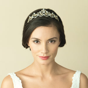 Gold Bridal Tiara Embellished with Crystals, Luisa By Ivory & Co.