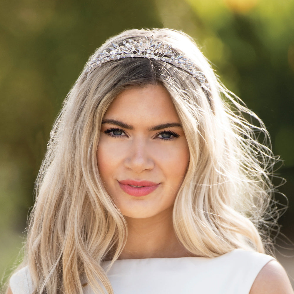 Silver Bridal Tiara Embellished with Crystals, Ariella By Ivory & Co.