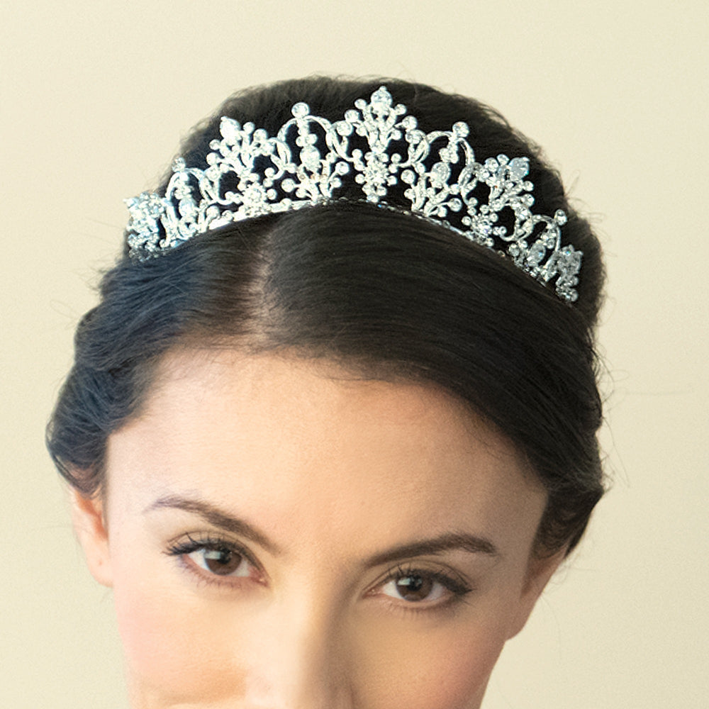 Silver Bridal Tiara Embellished with Crystals, Constance By Ivory & Co.
