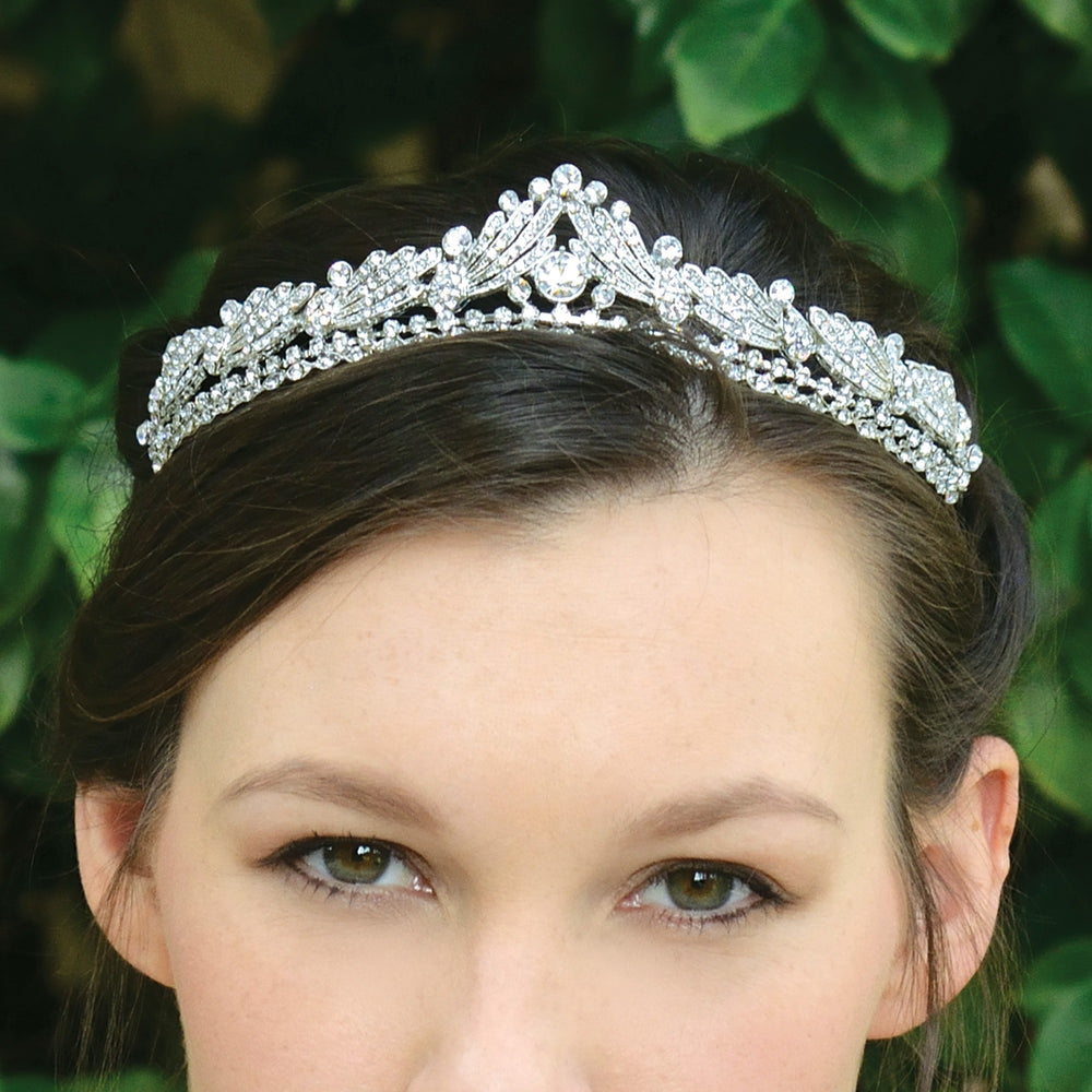 Silver Bridal Tiara Embellished with Crystals, Gwyneth By Ivory & Co.