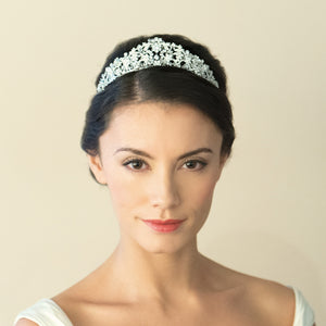 Silver Bridal Tiara Embellished with Crystals, Lara By Ivory & Co.