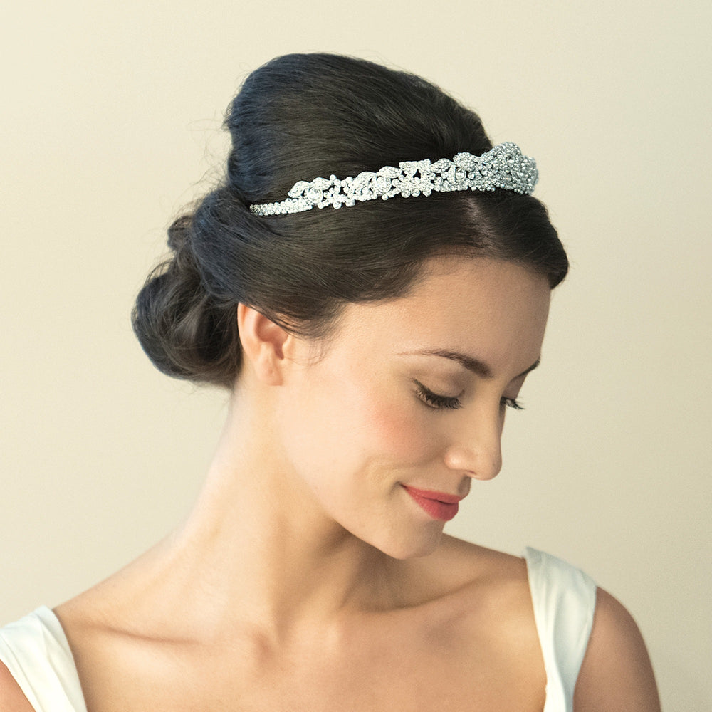 Silver Crystal Bridal Tiara, Duchess, By Ivory & Co.