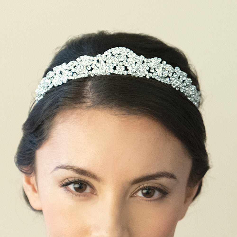 Silver Crystal Bridal Tiara, Duchess, By Ivory & Co.