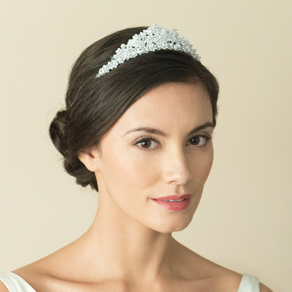 Silver Crystal Princess Bridal Tiara, Jewel, By Ivory & Co.