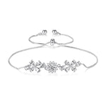 Bridesmaids Silver Floral Bracelet with CZ Crystals 7489
