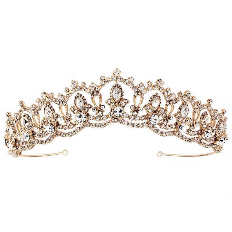Crystal Bridal Tiara, Gold, Rose Gold, Silver 1609 – Topknot 