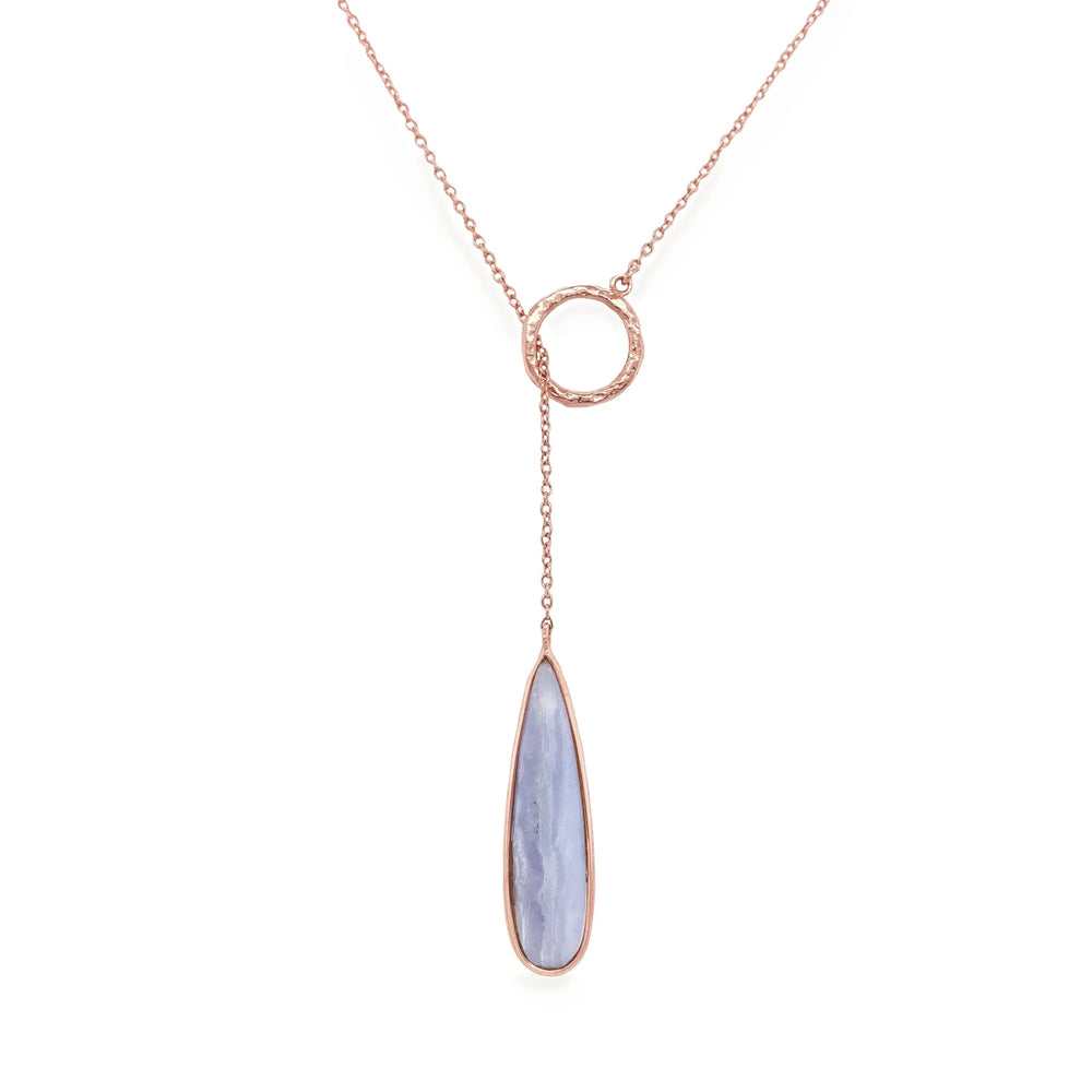 Gemstone Drop Pendant with Blue Lace Agate, Gemstone Jewellery, RIPTIDE