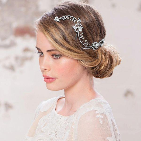 Silver Bridal Hair Vine with Crystals 1505
