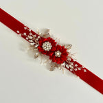 Velvet Flower Girl Belt Sash, Floral Bridal Belt, Wedding Dress Belt, All colours, TT430