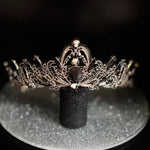 Antique Gold Wedding Tiara with Black Crystals TT1009