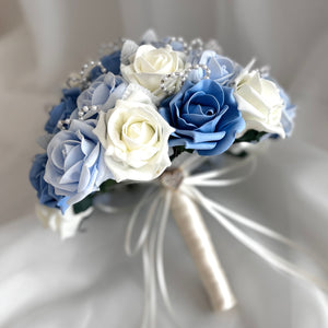 Artificial Wedding Bouquet, Artificial Bridal Flowers, Roses and Pearls FL76, ALL COLOURS