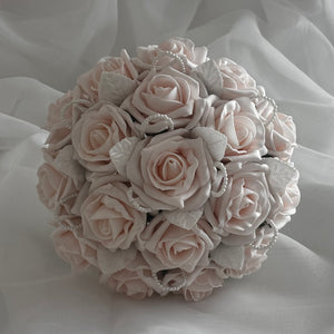 
            
                Load image into Gallery viewer, Artificial Wedding Bouquet Peach Mist Roses, Bridal Flowers FL41
            
        