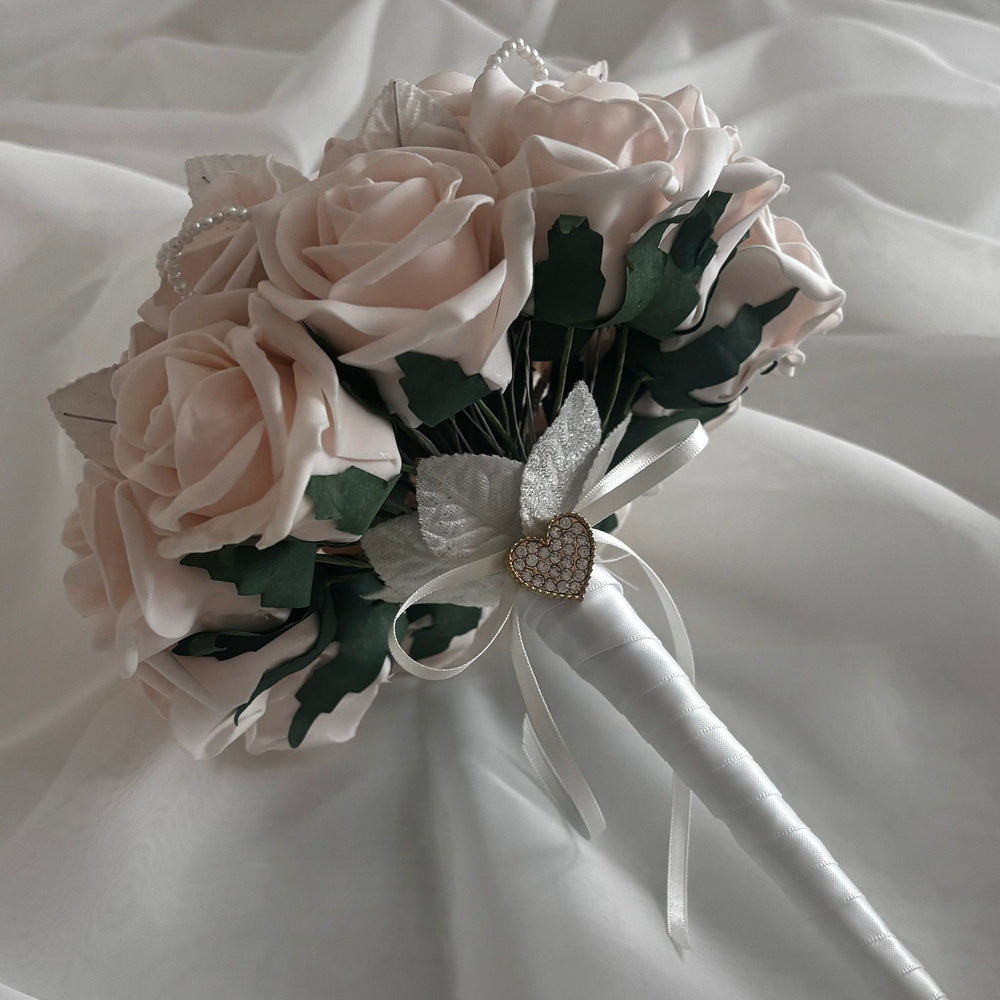 Peach Bridal Bouquet, Artificial Wedding Flowers, Wedding Bouquet, FL27