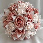 Artificial Wedding Bouquet, Roses and Pearls, Artificial Bridal Flowers, FL75, ALL COLOURS