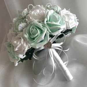 Artificial Wedding Bouquet, Roses and Pearls, Artificial Bridal Flowers, FL75, ALL COLOURS
