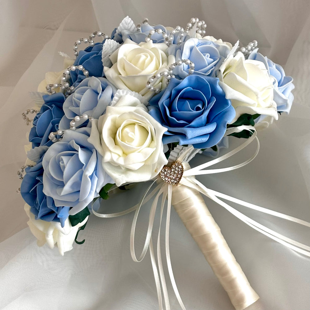 Artificial Wedding Bouquet and Buttonhole, Artificial Bridal Flowers, Roses FL77, ALL COLOURS