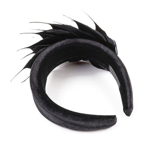 Black Feather Fascinator Headband, Race Day Headpiece, Mother of The Bride Headdress, A9658