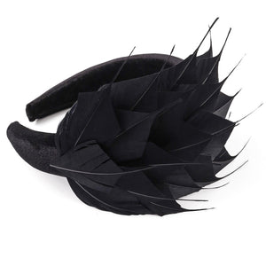 Black Feather Fascinator Headband, Race Day Headpiece, Mother of The Bride Headdress, A9658