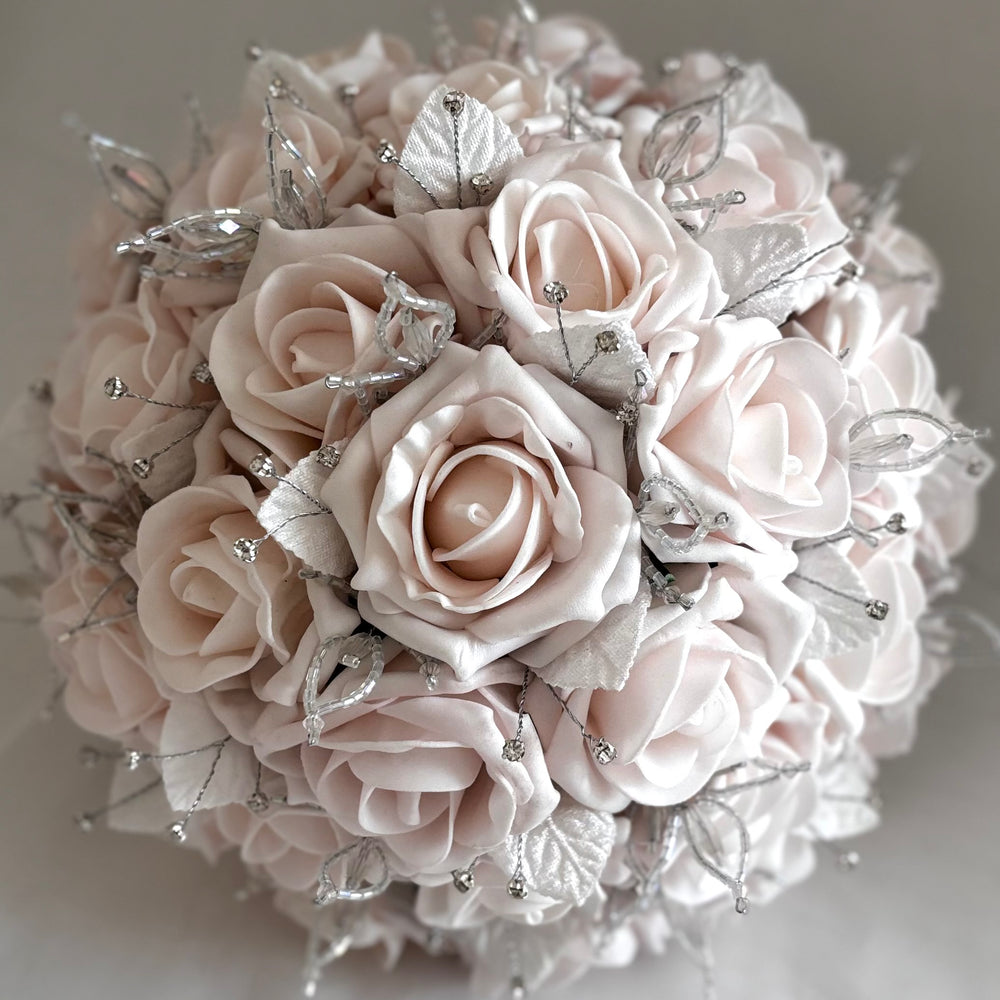 Peach Bouquet, Artificial Wedding Flowers, Wedding Bouquet – Topknot Tiaras  & Veils