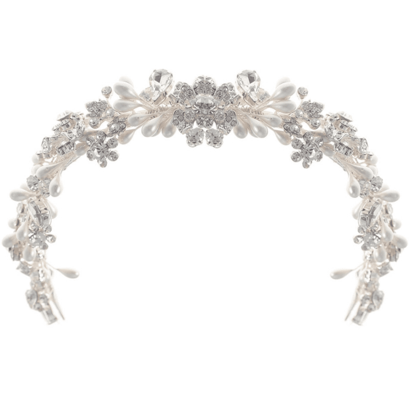 Bridal Headband with Pearls & Crystals, Wedding Headpiece 9562