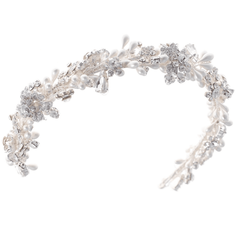 Bridal Headband with Pearls & Crystals, Wedding Headpiece 9562