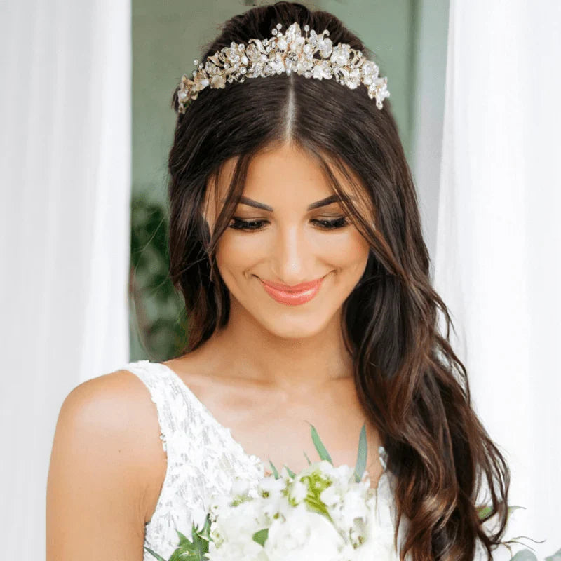 Bridal Tiara with Crystals and Pearls, 9024 ***SALE***