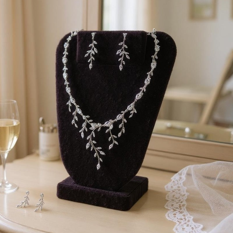Brides Crystal Necklace & Earring Jewellery Set, A9778 - Topknot Tiaras & Veils