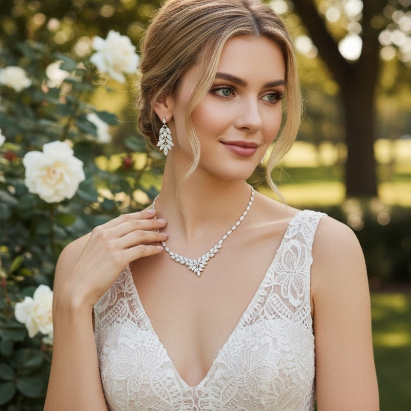 Brides Wedding Jewellery Set with Crystals, A9059 - Topknot Tiaras & Veils