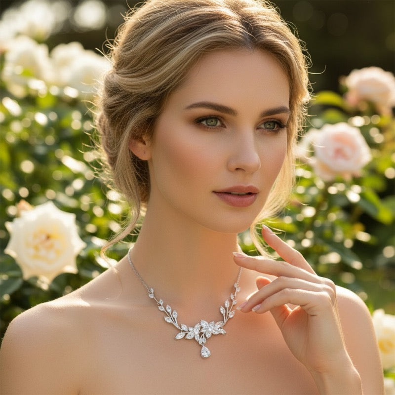 Brides Wedding Jewellery Set with Crystals, A9075 - Topknot Tiaras & Veils
