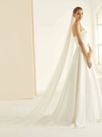 Chapel Length Wedding Veil, Lace Edge, Single Tier, Soft Ivory Tulle S352**SALE**