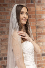 Chapel Length Wedding Veil with Beaded Stars, PBV9075