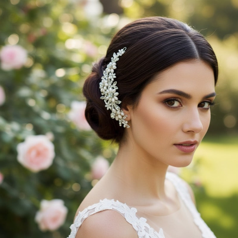 Bridal Hair Comb with Freshwater Pearls and Crystals