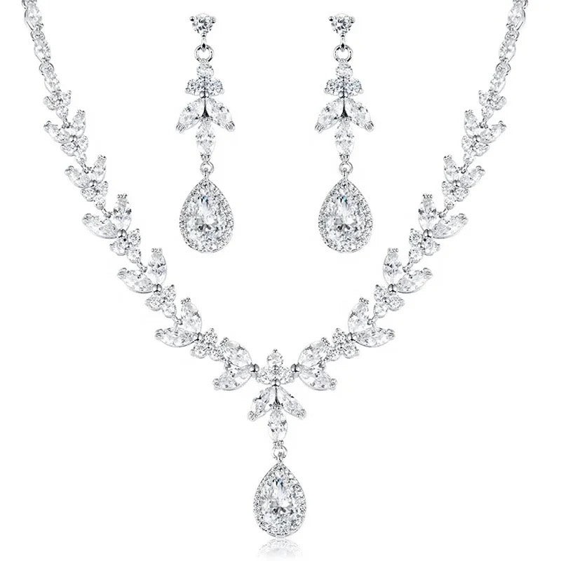 Crystal Bridal Jewellery Set – Wedding Necklace & Earrings TT1105 - Topknot Tiaras & Veils