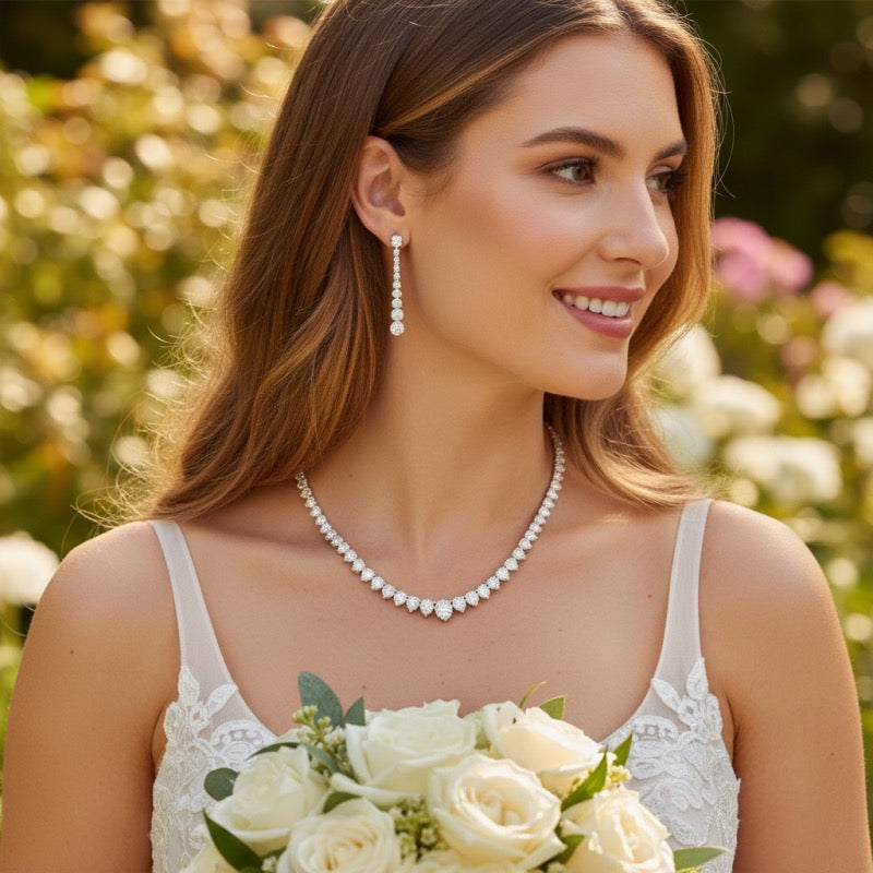 Crystal Bridal Necklace & Earring Jewellery Set, A9724 - Topknot Tiaras & Veils