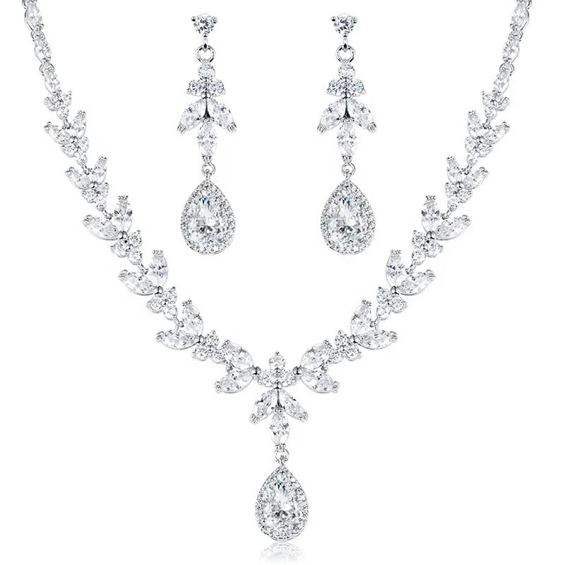 Crystal Bridal Necklace & Earring Jewellery Set, A9726 - Topknot Tiaras & Veils