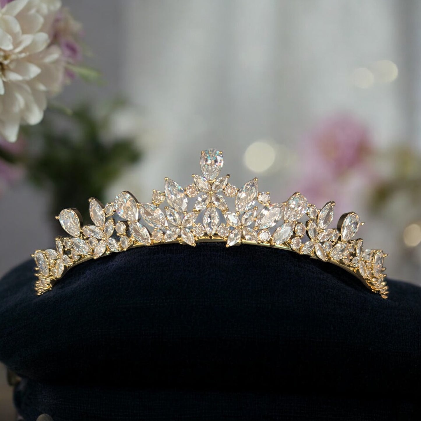 Gold Crystal Bridal Tiara, Wedding Crown