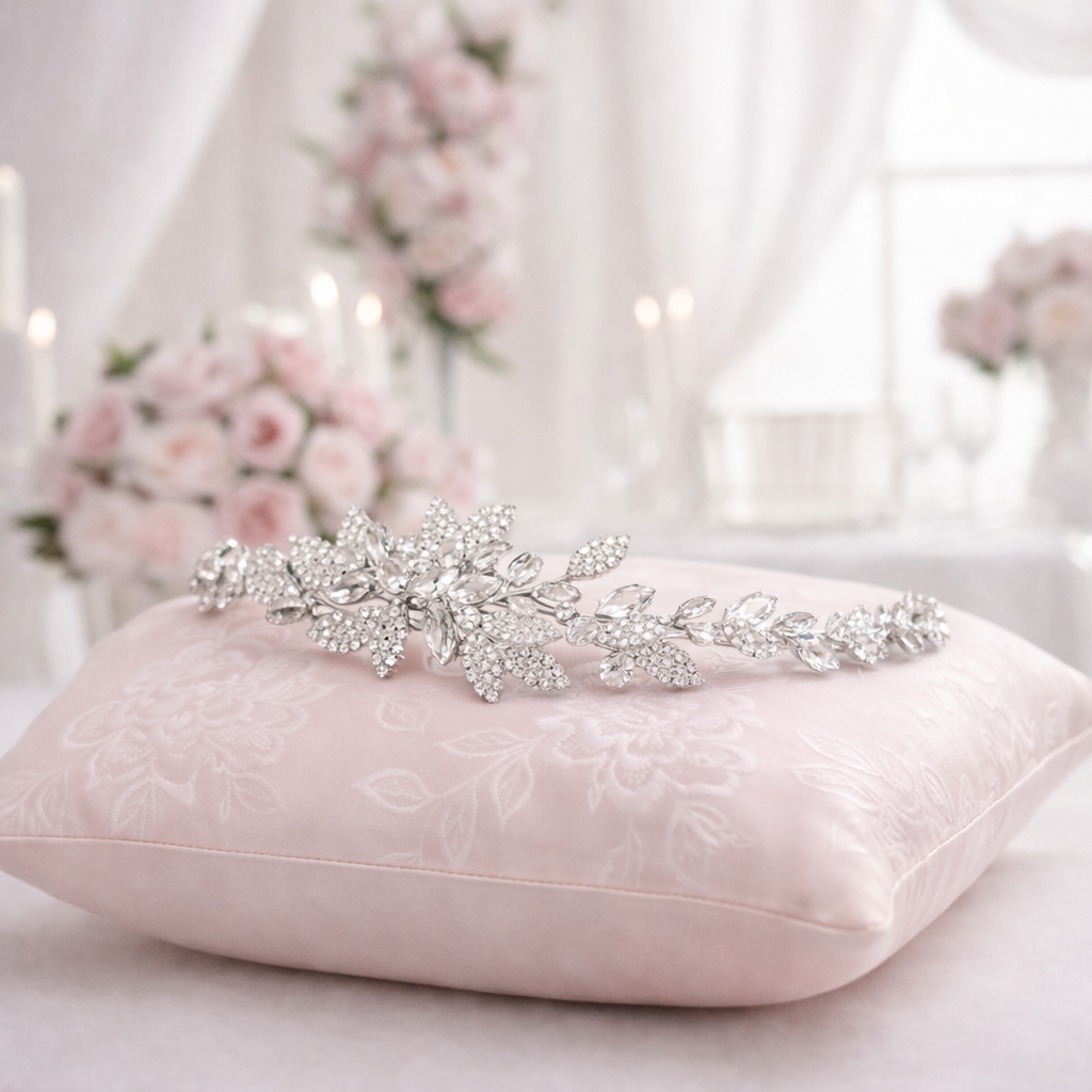 Crystal Leaf Bridal Headband – Elegant Silver Wedding Hair Accessory TLT4732 - Topknot Tiaras & Veils