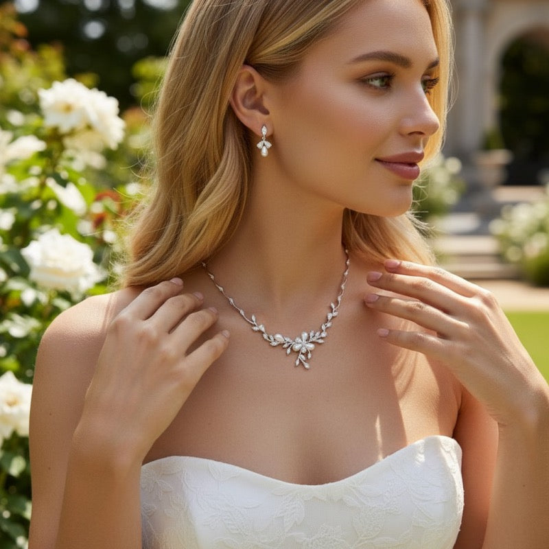 Crystal Necklace & Earring Jewellery Set, A9777 - Topknot Tiaras & Veils