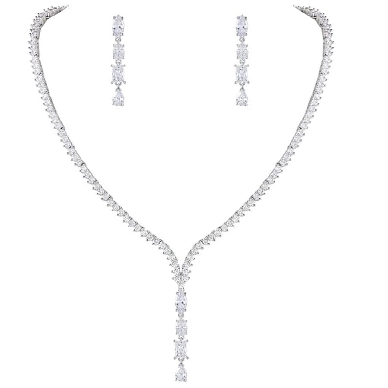 Crystal Necklace & Earring Set, Bridal Jewellery Set, A9720 - Topknot Tiaras & Veils