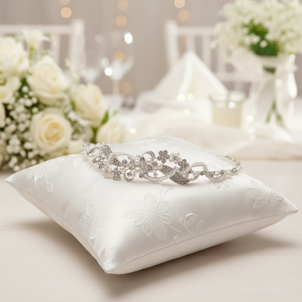 Crystal & Pearl Bridal Headdress – Wedding Headband TLT4682 - Topknot Tiaras & Veils