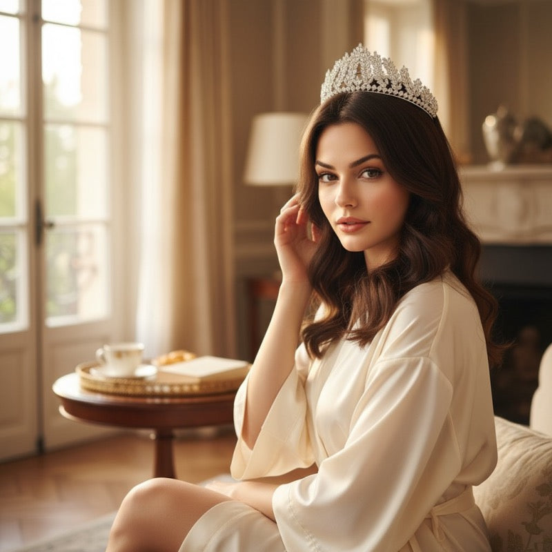 Crystal Wedding Tiara, Silver Bridal Crown  7007 - Topknot Tiaras & Veils