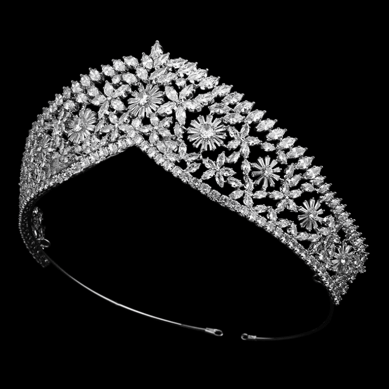 Crystal Wedding Tiara, Silver Bridal Crown 9424