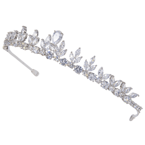 Crystal Wedding Tiara, Silver Bridal Headpiece 9385