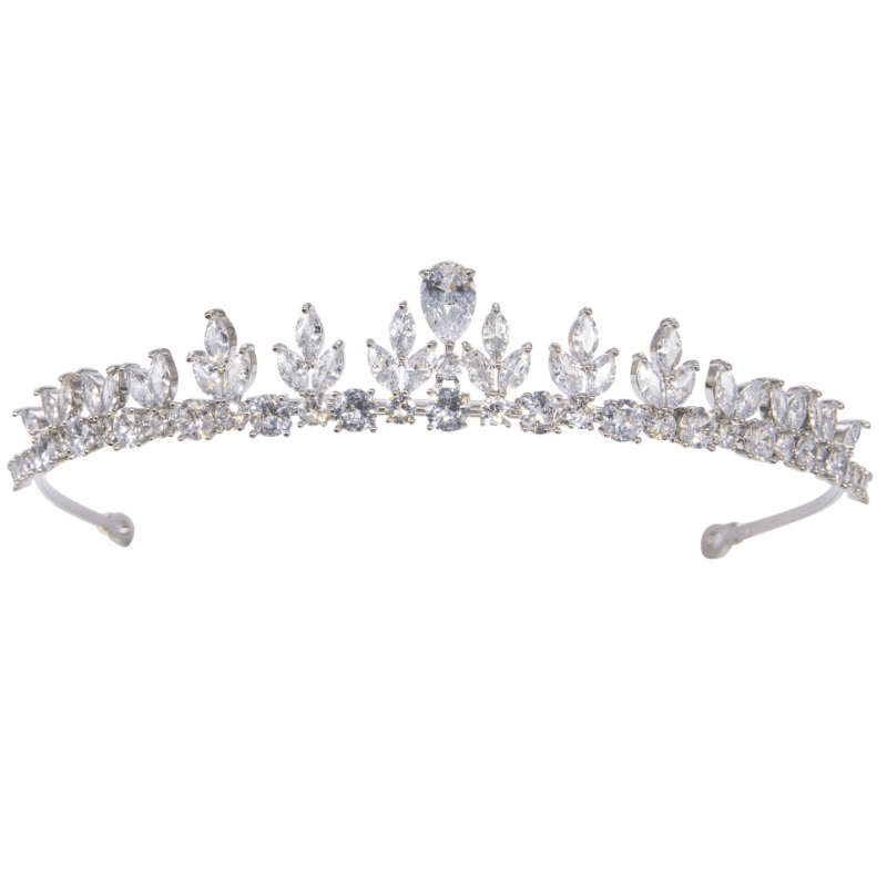 Crystal Wedding Tiara, Silver Bridal Headpiece 9385