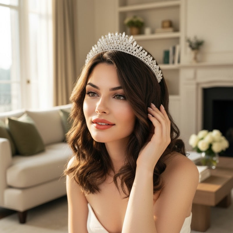 Crystal Wedding Tiara in Silver, 7230 - Topknot Tiaras & Veils