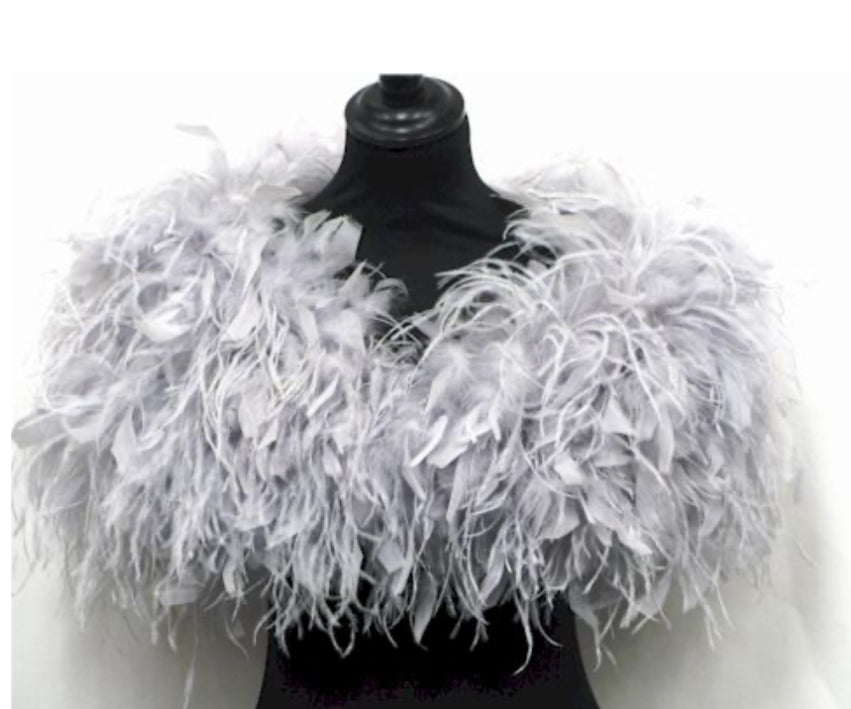 Feather Bridal Stole in Silver Grey, Bridal Wrap **SALE**