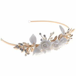 Floral Bridal Headband with Crystals and Pearls, 9694
