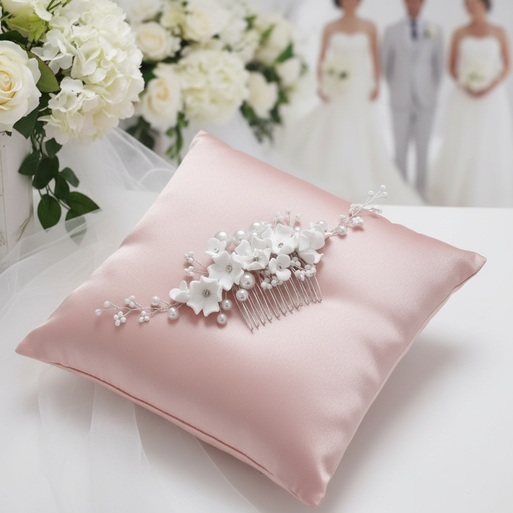 Floral Wedding Hair Comb with Lustrous Pearls TT1133 - Topknot Tiaras & Veils